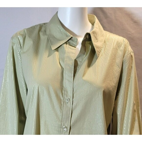 Chico's Light Green Long Sleeve Blouse Top Size 3 or L - Picture 5 of 10